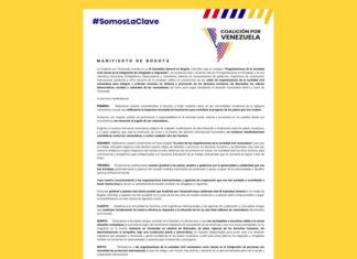 Coalición por Venezuela suscribió el Manifiesto de Bogotá